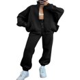 thumbnail image 1 of Ensemble Assorti pour Femmes avec Col Montant, Sweat à Capuche Zippé et Pantalon, 1 of 6