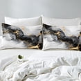 thumbnail image 5 of Black and Gold Bed Sheets Set Watercolor Marble Full Sheet Set, Abstract Marbling Sheets Stone Pattern Bed Set, Mountain Fluid Foil Print Flat Sheet, 5 of 7