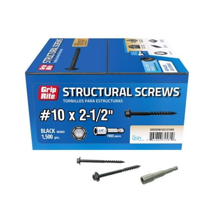 

Grip-Rite Grip-Rite GRSSHW102121500 Hex Washer Head Structural Screws 2-1/2 Inch