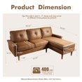thumbnail image 6 of Vcatnet 86.6" L Shaped Sectional Sofa and Couch, 3-Seater Suede Leather Mid Century Modern Sofa, Comfy Couch with Chaise and Deep Seat for Living Room, Small Space, Apartment, Brown, 6 of 6