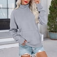 thumbnail image 2 of BODOAO Sweatshirt for Women 2025 Fall Outfits Long Sleeve Loose Top Turtleneck Sweater Shirts with Pocket Mockneck Sweatshirt Plain Loose Fit Crewneck Sweatshirts Fall Hoodies Sweaters Light Ashy L, 2 of 6