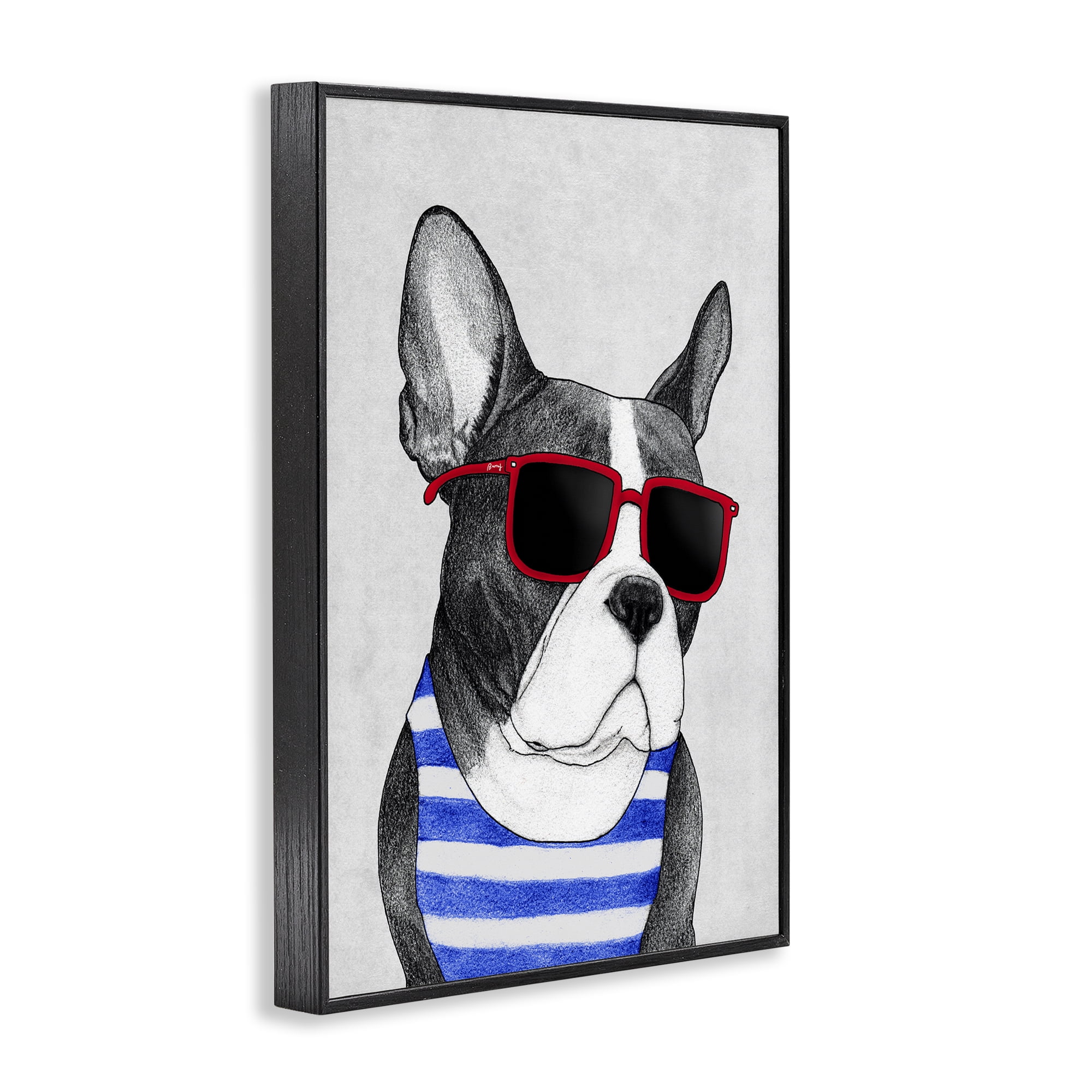 Stupell Industries Frenchie Summer Style Black Framed Giclee Art, design by Barruff