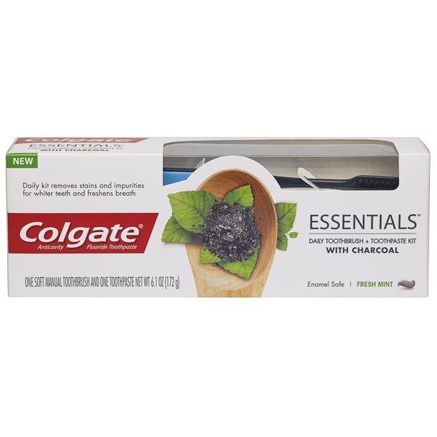 Colgate Charcoal Teeth Whitening Toothpaste and Charcoal Toothbrush