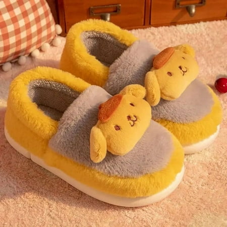 

Sanrio Hello Kitty Plush Package Heel Cotton Slippers Cartoon Kuromi Cinnamoroll Kawaii Winter Warm Slippers Home Essential