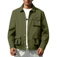 thumbnail image 6 of QHRMKOG Mens Shirt Jacket Relaxed Fit Button Down Jackets with Flap Pockets Long Sleeve Shackets Fashion Shirt Jackets Green L, 6 of 6