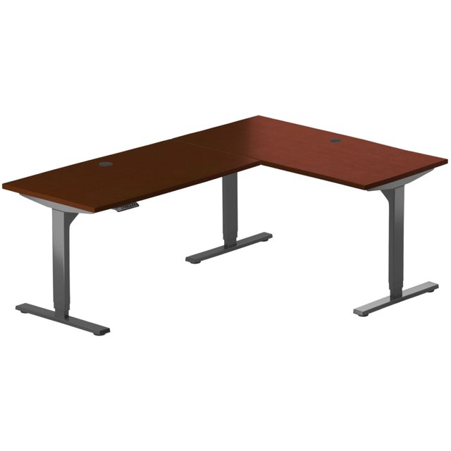 Progressive Desk L Shaped Standing Desk 78"x48", Corner 3 Stage Height Adjustable Electric Executive Desk - Dark Cherry, Black Frame