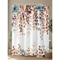 thumbnail image 4 of Brown Fall Eucalyptus Leaf Shower Curtain, Teal Botanical Floral Bathroom Decor Curtains Set with Hooks, White Waterproof Fabric Home Accessories， 60 X 72 Inch Long, 4 of 6