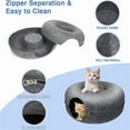 thumbnail image 4 of Ceenwes 20" Light Grey Cat Tunnel - Detachable Felt Donut Bed, Peek-a-Cat Hole, Washable Indoor Cat House, 4 of 12