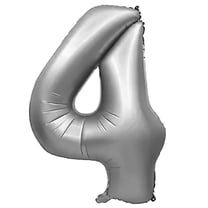 32 inch Number 4 - Metal Balloons - Silver Foil Mylar Balloon - Party Supplies Decorations