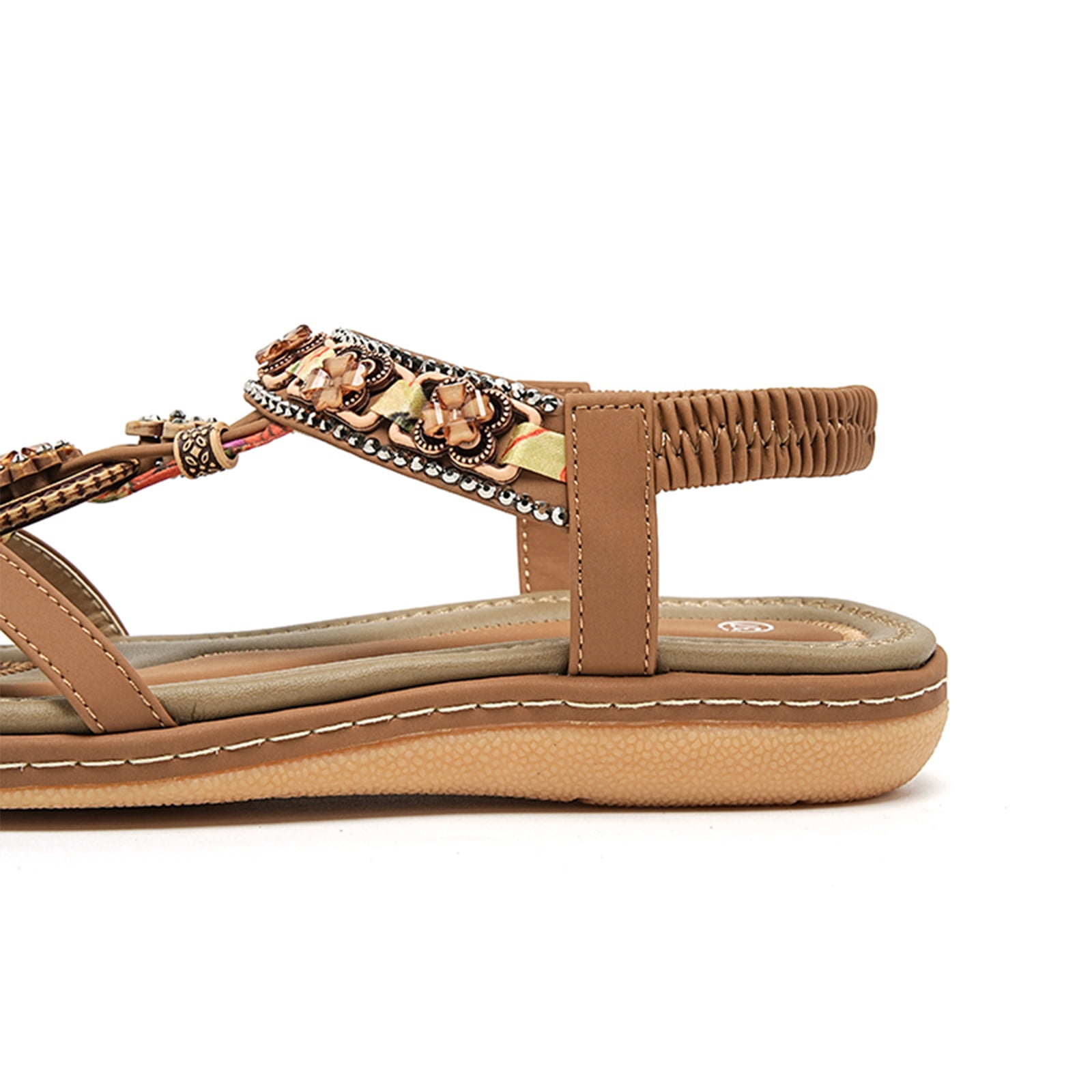 Sandals women breathable open toe bohemian flats women's sandals comfortable and durable for all-day wear womens sandals great for beach vacations poolside outings and casual daily strolls,Yellow 40