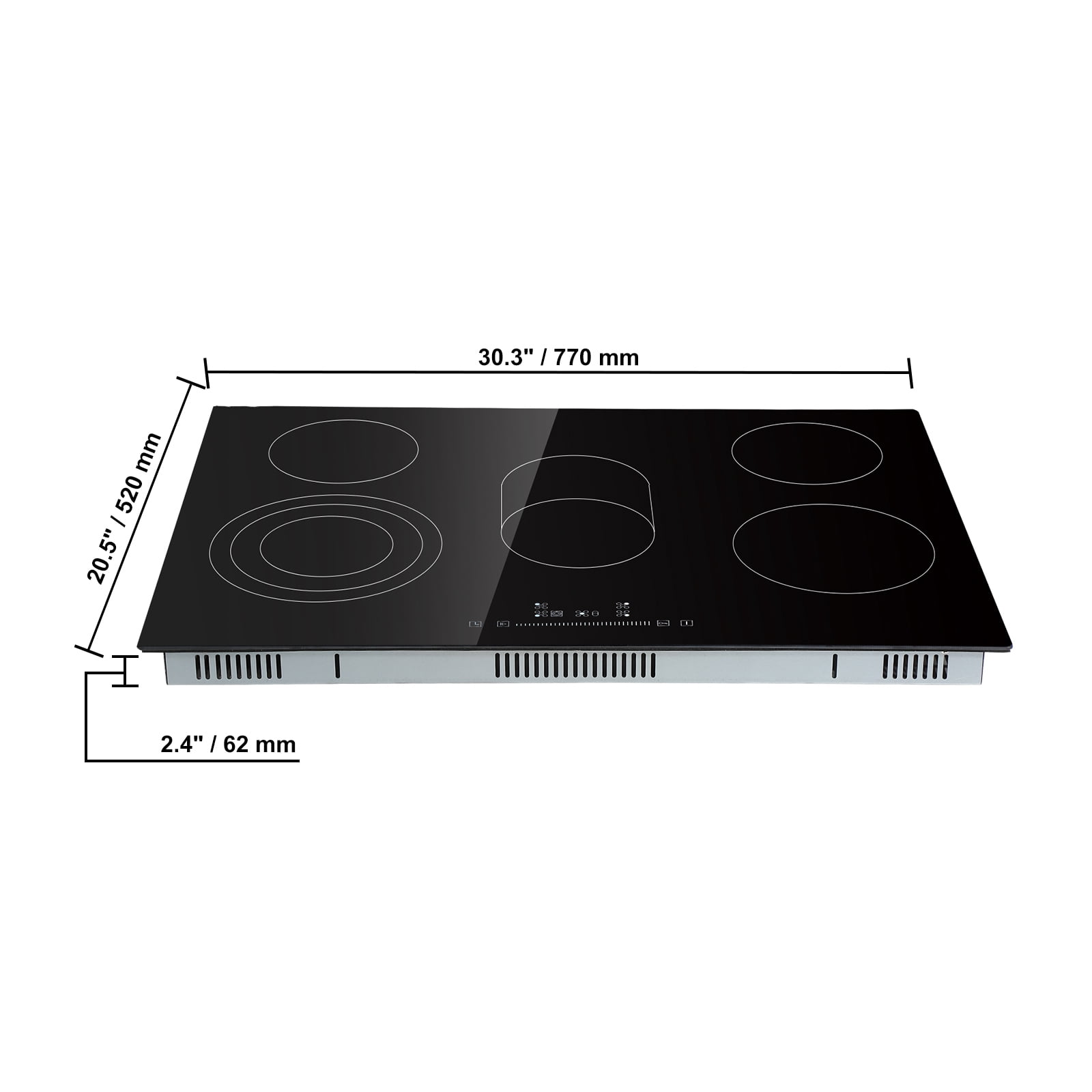 BENTISM 8600W Built-in Electric Cooktop Radiant Ceramic Induction Cooktop Cooktop 5 Burners Sensor Touch Stove 30.3''x20.5''