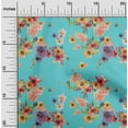 thumbnail image 1 of oneOone Cotton Silk Turquoise Blue Fabric Flower Watercolor Sewing Fabric By The Yard Printed Diy Clothing Sewing Supplies 42 Inch Wide, 1 of 4
