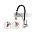 thumbnail image 1 of Mitigeur de Cuisine en Caoutchouc Nickel Brossé Rotation Robinet Pulvérisateur à Jet Rétractable Robinet d'Eau Chaude Froide une Poignée Robinet de Cuisine, Installation Sans Effort, 1 of 7