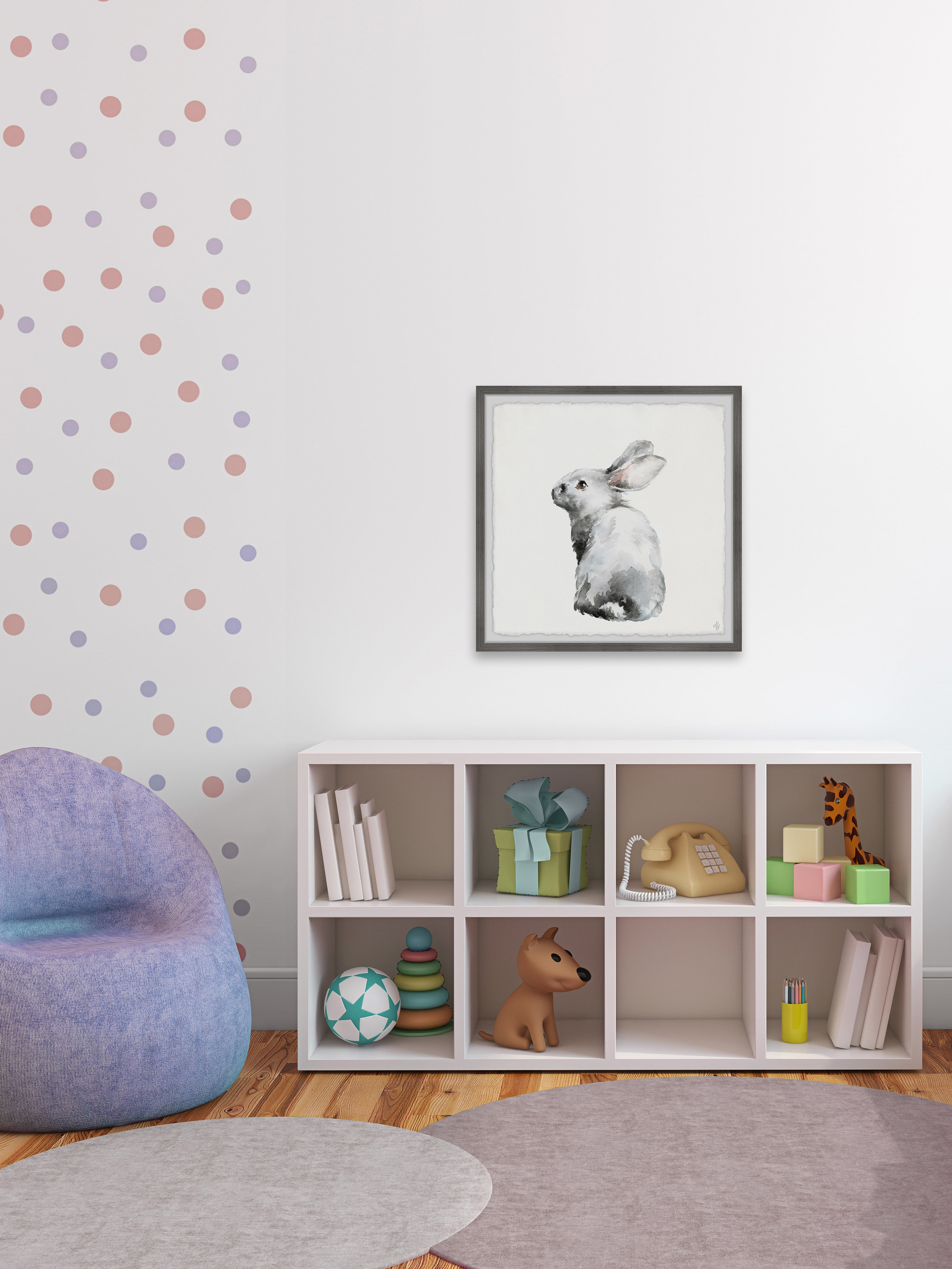 Marmont Hill Furry Bunny Framed Wall Art, 12.00" x 1.50"