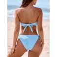 thumbnail image 6 of Swimsuit Bikini, Womens Bikini Swimsuits, 2 Piece Swimsuit for Women, Womens Wavy Edge Bandeau Bikini Strapless Tie Back Side String Bathing Suits Two Piece Swimsuit, Blue L, 6 of 7