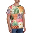 thumbnail image 4 of Yiaed Succulent And Cactus Print Mens Short Sleeve Tight Fit T-Shirt, Crewneck Casual Tee-Large, 4 of 5