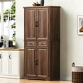 thumbnail image 3 of Harper & Bright Designs Farmhouse Kitchen Pantry Cabinet with Shelves and Door, Freestanding Cupboard Storage Cabinet with 2 Drawers and 3 Pull Out Cabinet Organizers, Brown, 3 of 17