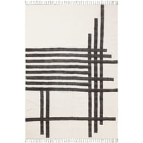 Casavani Indian Cotton Flat Weave Area Rug ,Black 7x7 feet