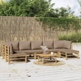 thumbnail image 1 of vidaXL 8 Piece Garden Lounge Set with Taupe Cushions Bamboo, 1 of 5