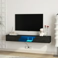 thumbnail image 5 of HIUU Black Floating Entertainment Center Wall Unit,Floating TV Stand for up to 65-inch TVs,Wall Mounted TV Console 256 Color LEDs,Under TVs Stand for Living Room, 5 of 6