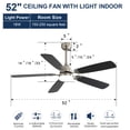 thumbnail image 2 of 52" Ceiling Fan with Led Light and Remote,5 Blades and 6 Speed Wind Control Dc Motor for Living Room,Bedroom,Kitchen, 2 of 7