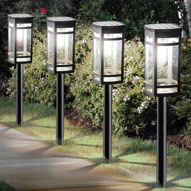 Luces solares para jardín EXCMARK, paquete de 16, impermeables, negras, IP44