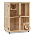 thumbnail image 2 of MCombo Luxury Wood Cat House with Scratching Post, Wooden Indoor Cat Enclosure with Wheels CT27 (35.43”x23.62”x48.43”), 2 of 7