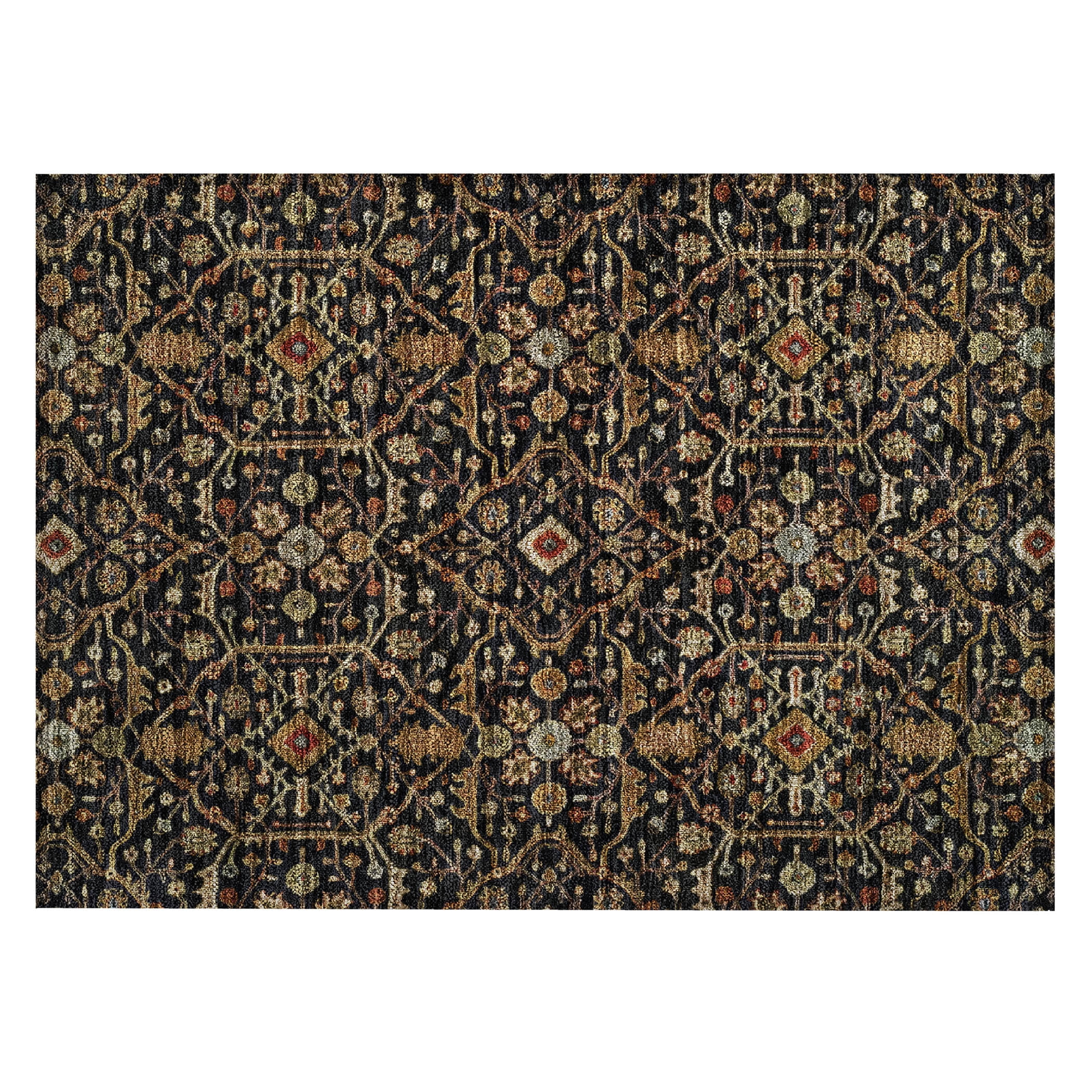Addison Rugs Chantille Indoor/Outdoor Transitional Geometric, Abstract Black Washable Rectangle Rug, 1'8" x 2'6"