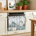 thumbnail image 4 of Teal Pumpkins Fall Oven Skirt for Farmhouse Kitchen Décor, Thanksgiving Autumn Leaves Blue Oven Curtain Tie Top Decorative Stove Skirt, Cabinet Dish Washer Curtains with 8 Ribbon Ties 30"x21.5", 4 of 8