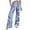 a-Blue17141, variant on Womens Gingham Print High Waist Smocked Elastic Waist Wide Leg Pants Side Pocket Loose Fit Casual Trousers For Summer Daily Wear Blue XXL