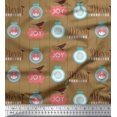 thumbnail image 1 of Soimoi Brown Cotton Voile Fabric Bird,Stripe & Baubles Christmas Print Sewing Fabric Yard 42 Inch Wide, 1 of 3
