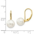 thumbnail image 3 of Primal Gold 14 Karat Yellow Gold 8-9mm White Round Saltwater Akoya Cultured Pearl Leverback Earrings, 3 of 3