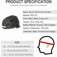 thumbnail image 6 of GUDOOK Bike Helmet Adult Bike Helmets for Men/Women:  USB Rechargeable LED Front and Rear Lights for Cycling Urban Commuter Skateboard, 6 of 7