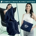 thumbnail image 3 of PAVILIA Travel Blanket and Pillow,  Arms Opening Airplane Blankets for Adults, Compact Plane Blanket with Arm Hole 2-in-1 Bag for Flight Car Camping Fit in Luggage Backpack Traveler Gift, Navy Blue, 3 of 9