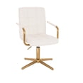 thumbnail image 1 of Silla de Tocador-Escritorio giratoria Euroluce Contemporary Design con brazos cromo dorado altura ajustable tapizado PU, 1 of 5