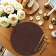 thumbnail image 2 of Solid Brown Round 15 Inch Placemats Set of 4, Vintage Minimalism Abstract Denim Pattern HeatResistant Non Slip Place Mats for Dining Table, Wipeable Braided Kitchen Table Mats for Housewarming, 2 of 9