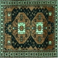 thumbnail image 1 of Ahgly Company Machine Washable Indoor Square Persian Turquoise Blue Traditional Area Rugs, 7' Square, 1 of 4