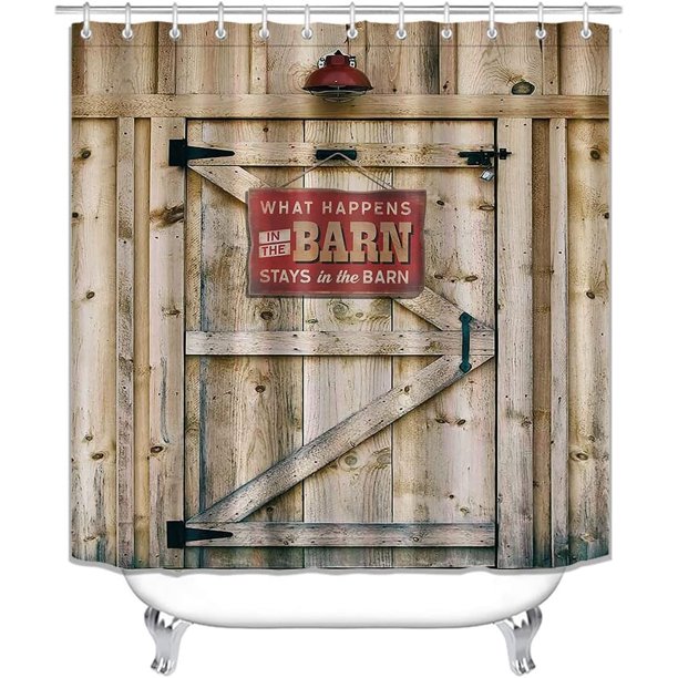 Sonernt Vintage Barn Door Shower Curtain 72x72inch, Funny Quotes