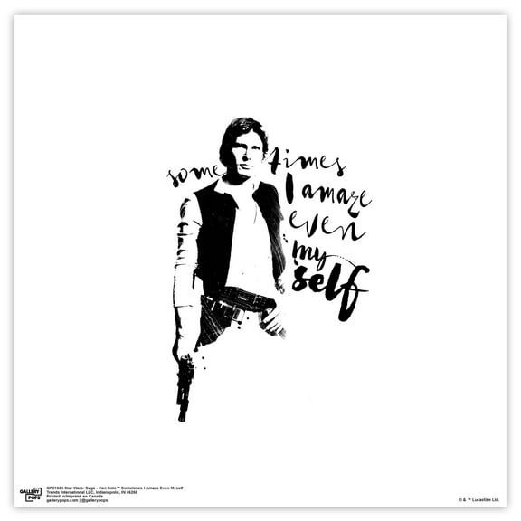 Gallery Pops Star Wars: Saga - Han Solo Sometimes I Amaze Even Myself Wall Art, Unframed Version, 12" x 12"