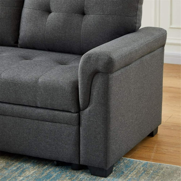 Lilola home lucca linen reversible 2024 sleeper sectional sofa steel gray