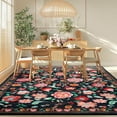 thumbnail image 5 of Wondo 6x9 ft Black Washable Area Rug - Low Pile Non-Slip Bohemian Floral Design for Bedroom, Living Room, Dining Room, Office & Kids Room, 5 of 7