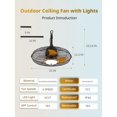 thumbnail image 4 of Ventilador de techo Orison de 21 pulgadas con luz remota impermeable para exteriores, 4 of 8