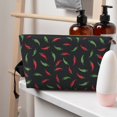 thumbnail image 5 of Toiletry Bag, bell Pepper red Leather Waterproof Travel Makeup Cosmetic Bag Organizer, Large Capacity Toiletry Bag for Travel Size Toiletries, Skin Care Bag for Women, 5 of 8