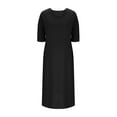thumbnail image 4 of Efsteb Loose Fitting Dress Womens Dresses Boho Maxi Dresses V Neck 3/4 Sleeve Long Dress Casual Comfy Dress with Pockets (Black,L), 4 of 6
