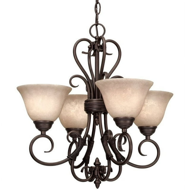 Beaumont Lane 4 Light Tea Stone Glass Chandelier in Rubbed Bronze