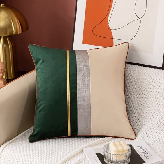 Polyester Decorative Throw Pillow Covers 18x18 Set of 2 for Sofa Bedroom Living Room, Stylish Soft Couch Pillow Covers for Home Decor, Dark Green