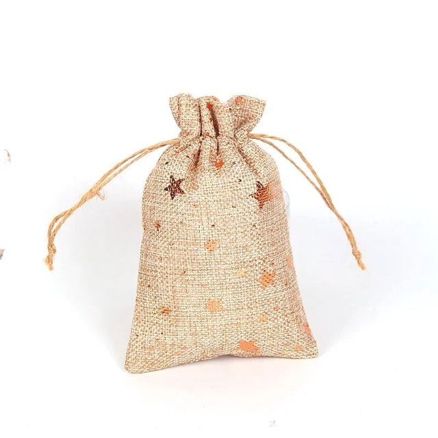 Bolsa de lino con cordón para Navidad, bolsita de cáñamo para embalaje de dulces y galletas, regalo de Año Nuevo, 5/10 piezas, 10x14, 13x18cm