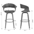 thumbnail image 4 of Set of 2 Aldis Brown Faux Leather Bar Stool with Black Metal Legs and Decorative Zipper, 4 of 7