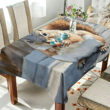 

BZSMCE Square Tablecloth Cute Squirrel Painting Pattern Tableclothes