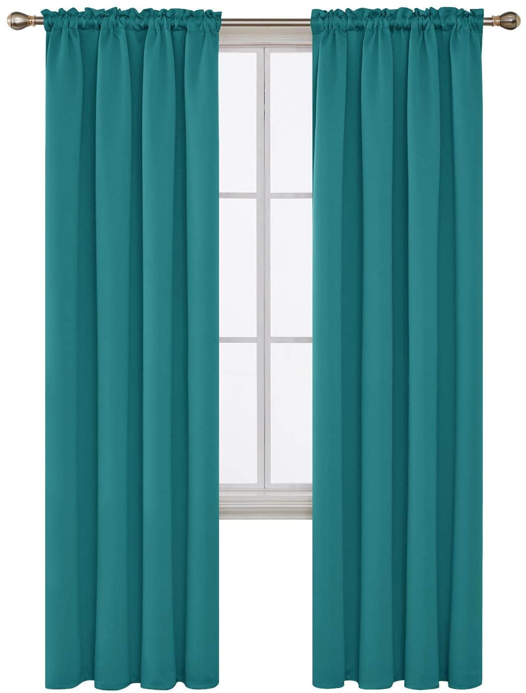 Deconovo Turquoise Blackout Curtains Rod Pocket Curtain Panels Room